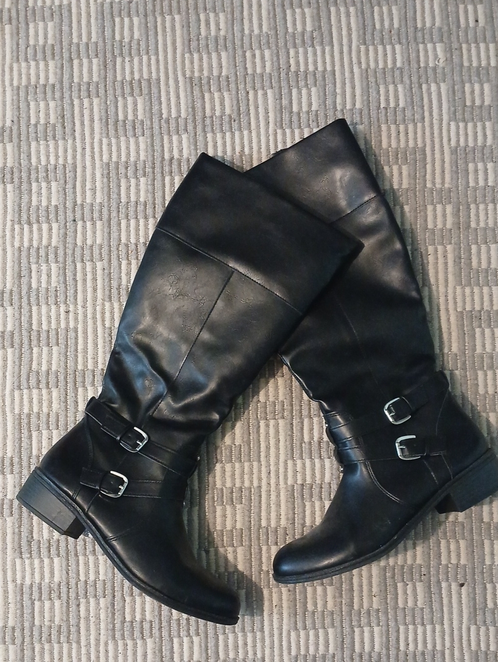 Arizona Jean Company Black Knee-High Buckle Riding Boots